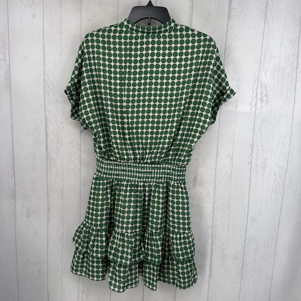L printed button front layered s/s dress