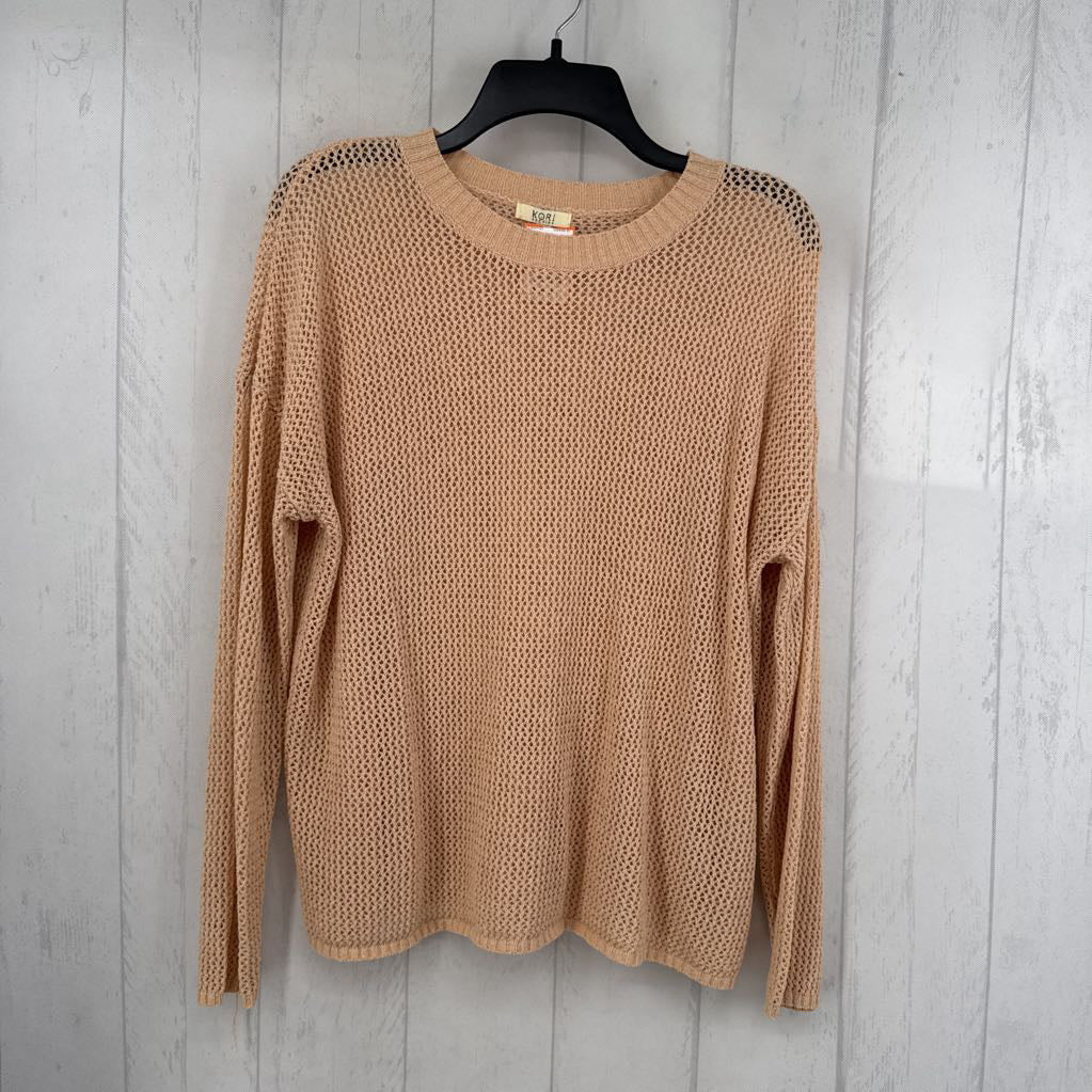 L crochet crewneck l/s top