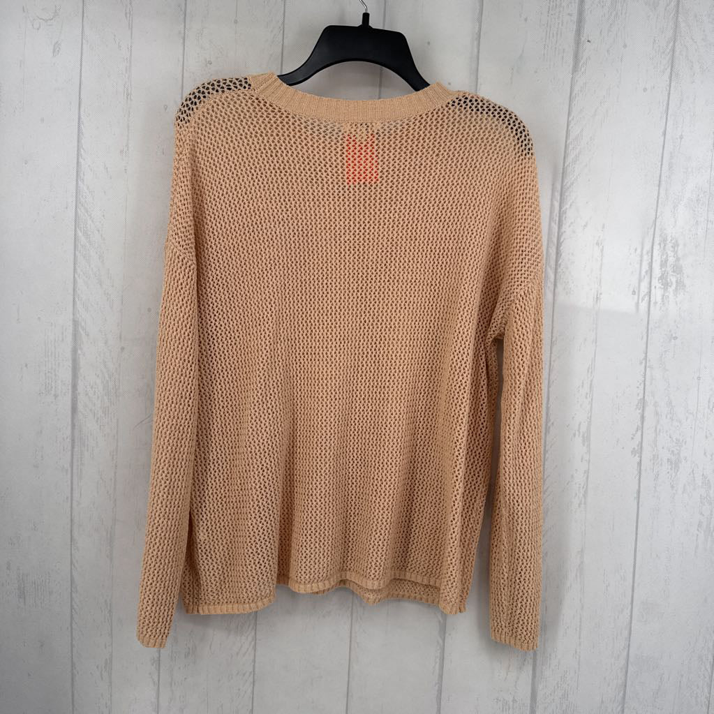 L crochet crewneck l/s top