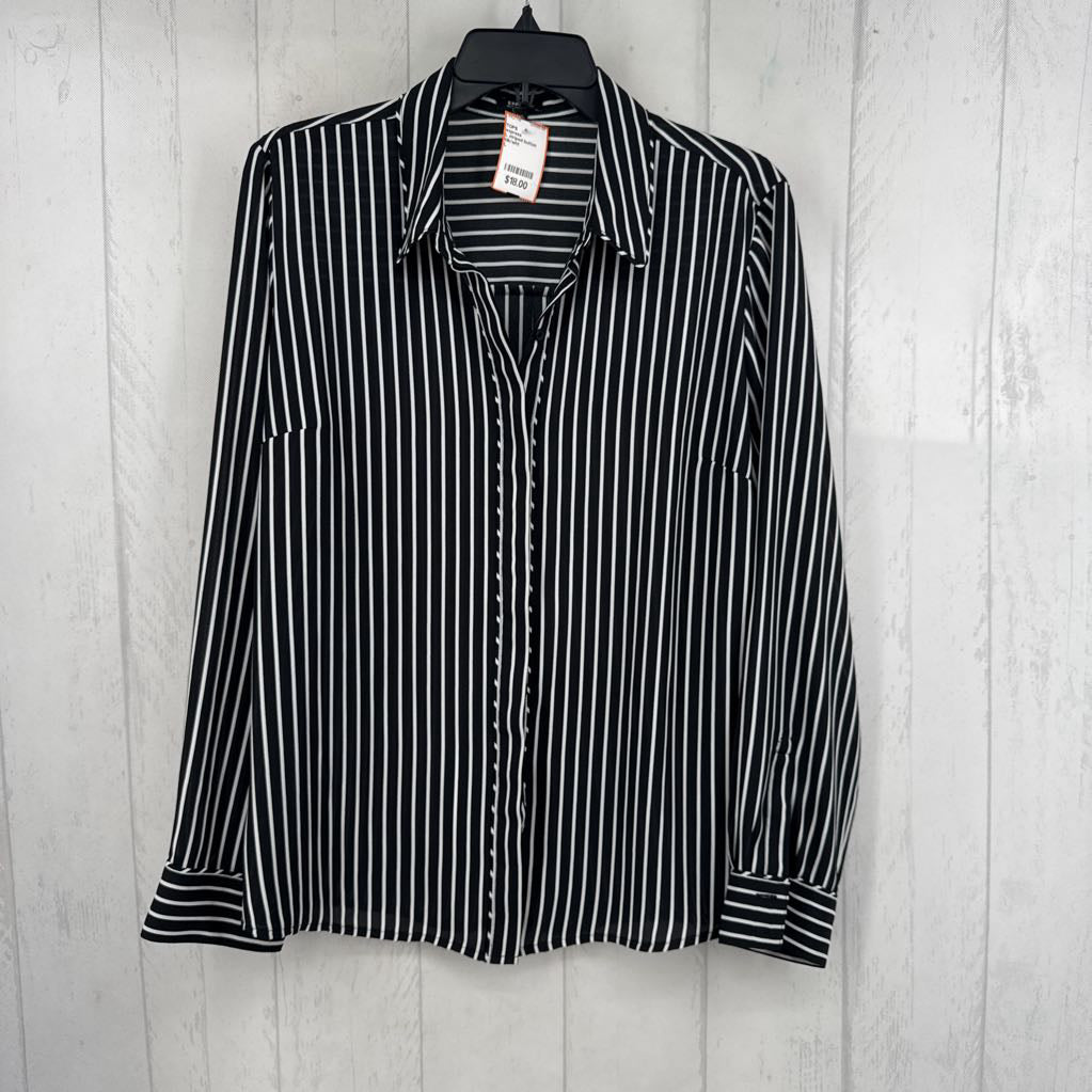 L striped button down l/s top