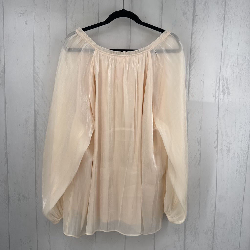 2X split neck tie-front l/s top