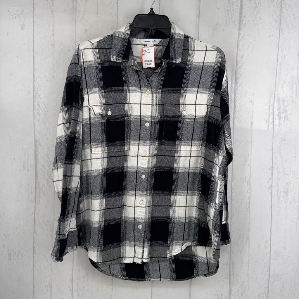 M plaid button down l/s top