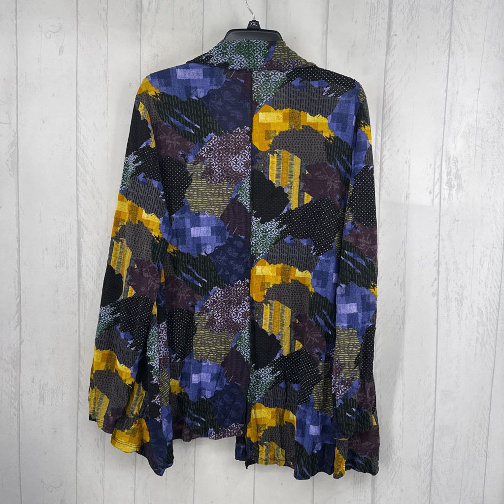 XL colorful print button down l/s top