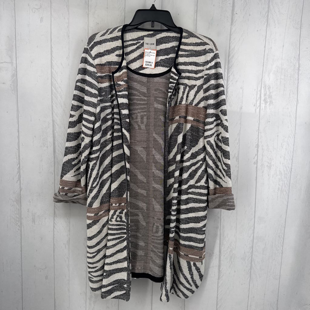 XL zebra stripe zip-up sweater