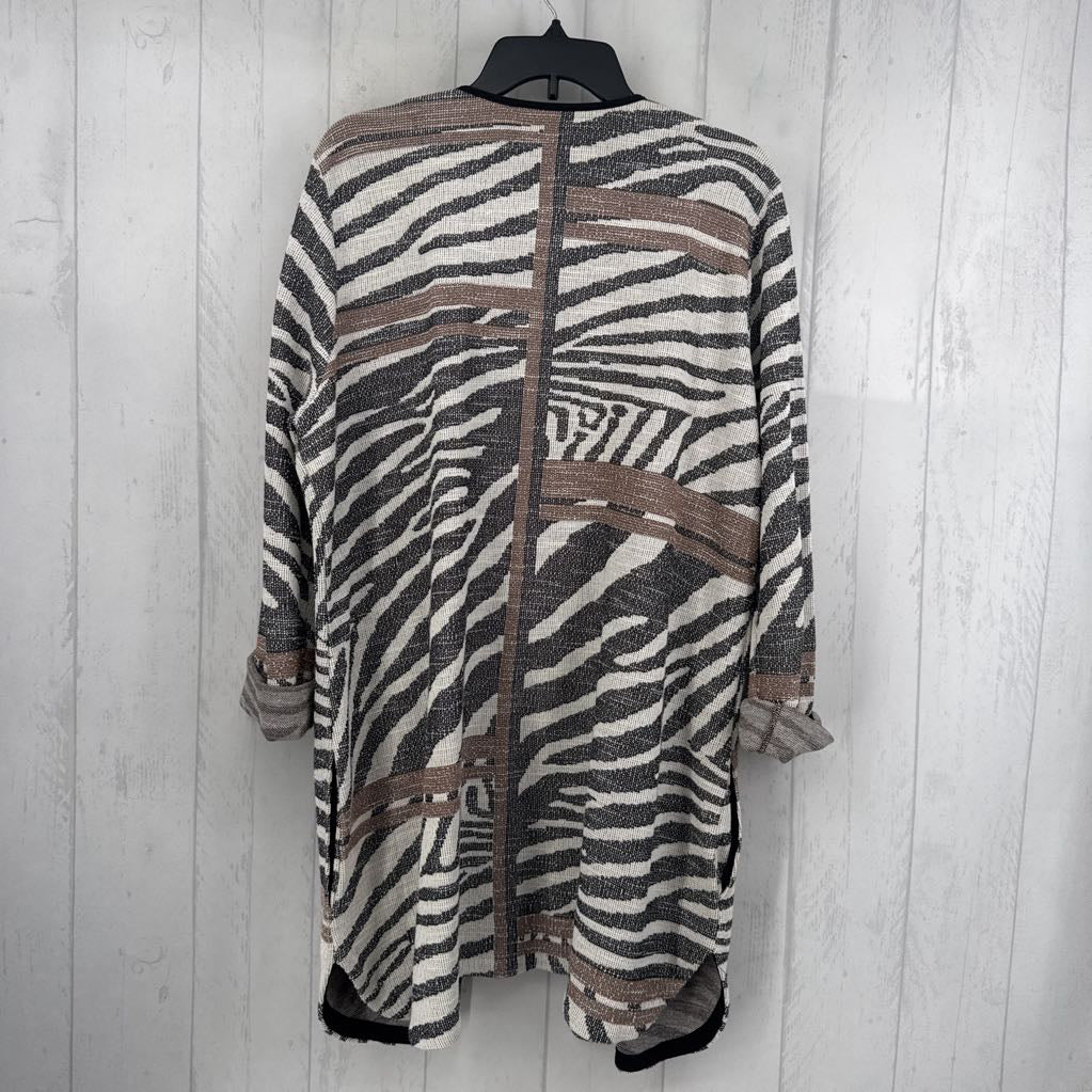 XL zebra stripe zip-up sweater