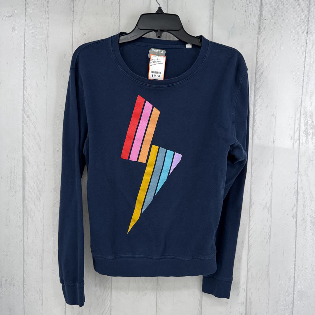 XS graphic l/s top-colorful lightening bolt