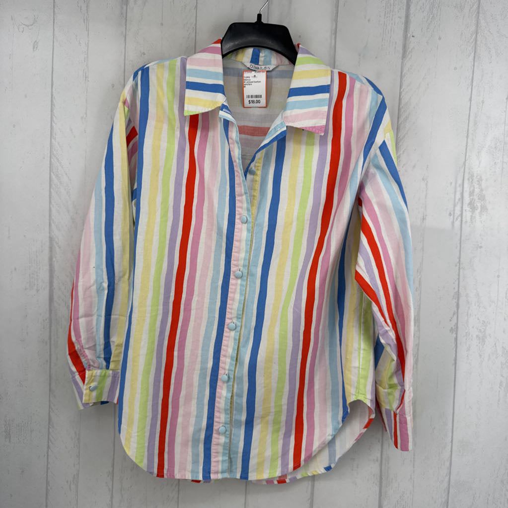 M striped button down l/s top