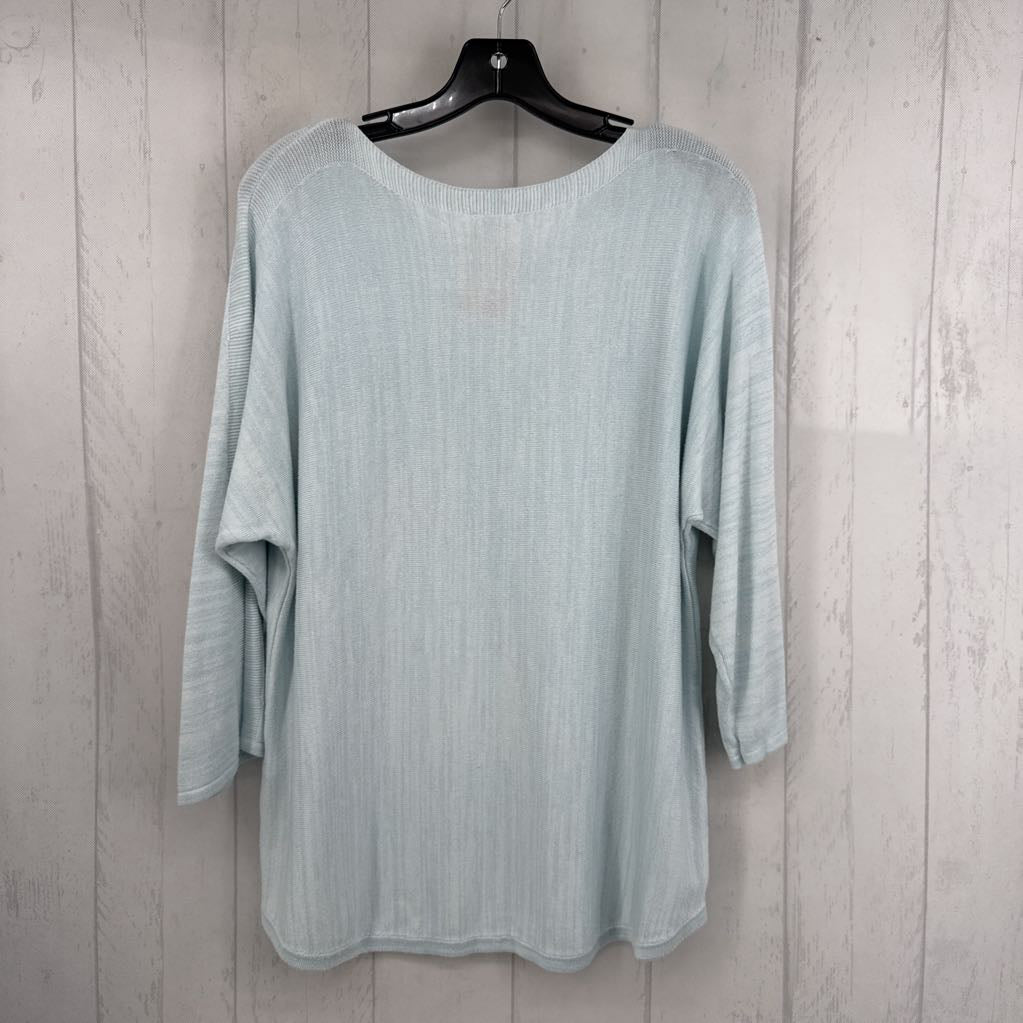 L marled round neck dolman slv top