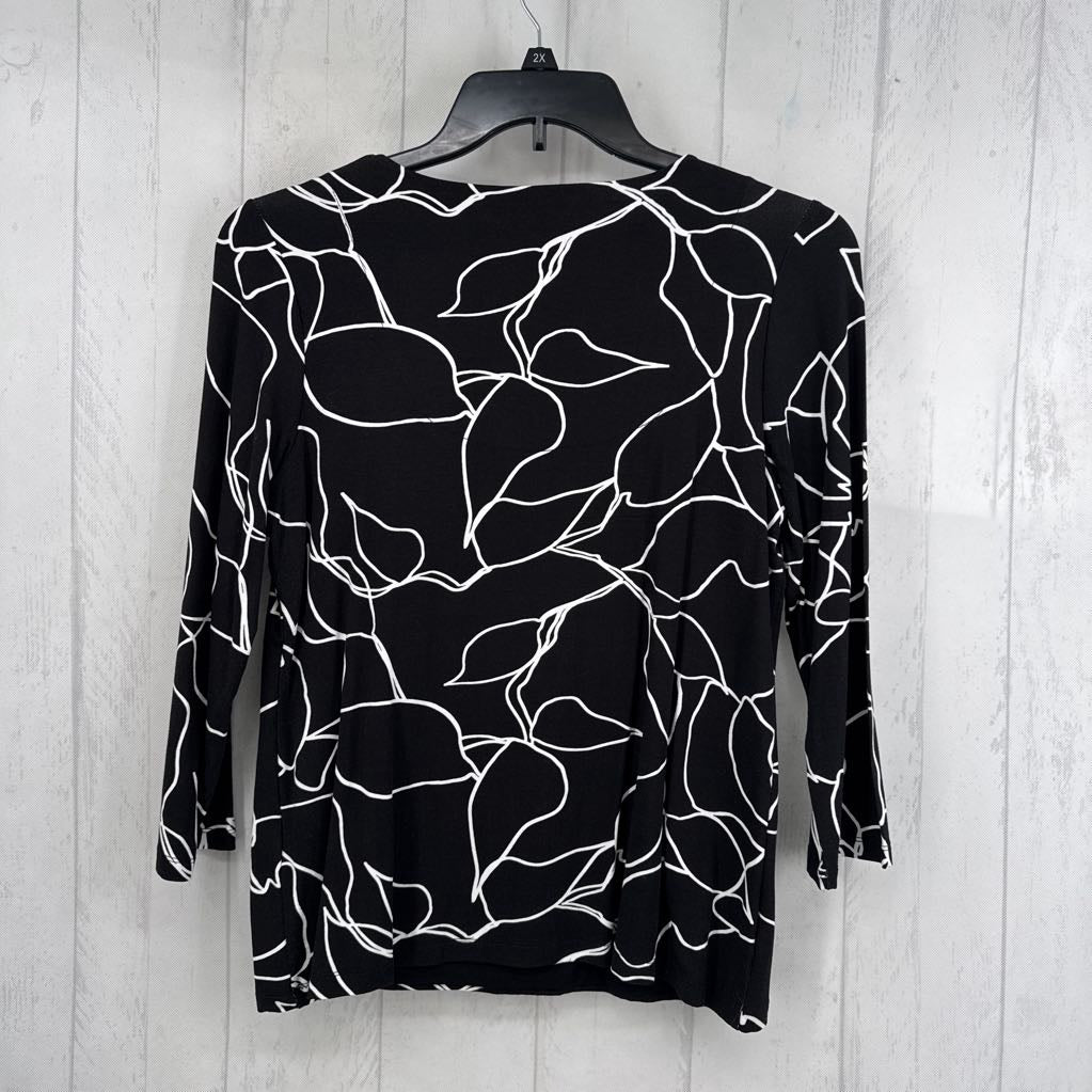 M printed square neck 3/4 slv top