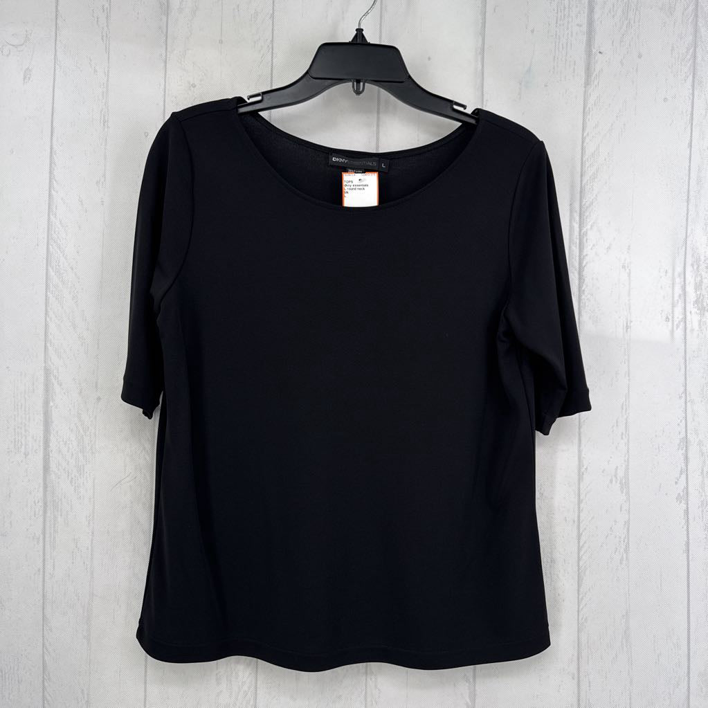 L round neck elbow slv top