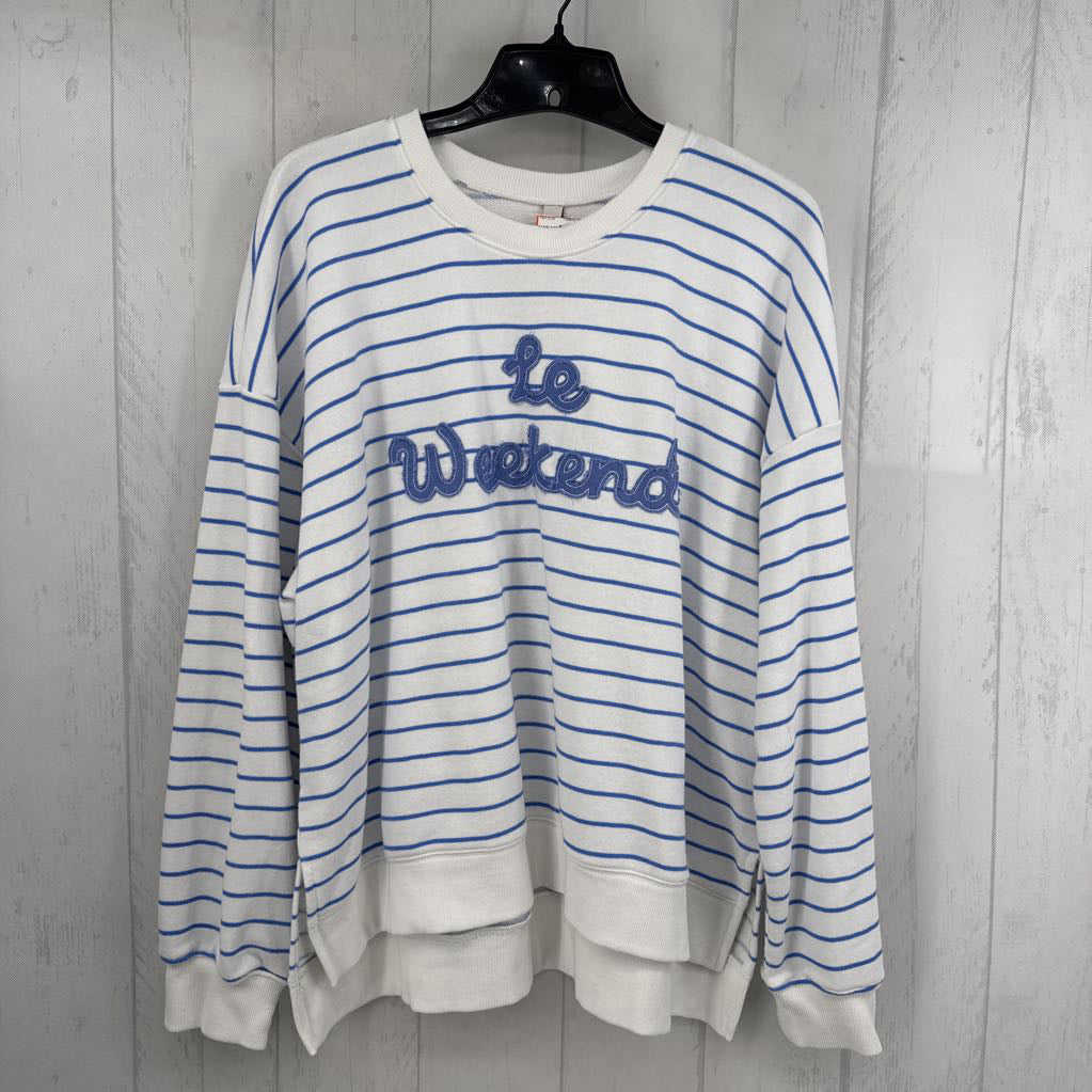 1X striped le weekend sweatshirt