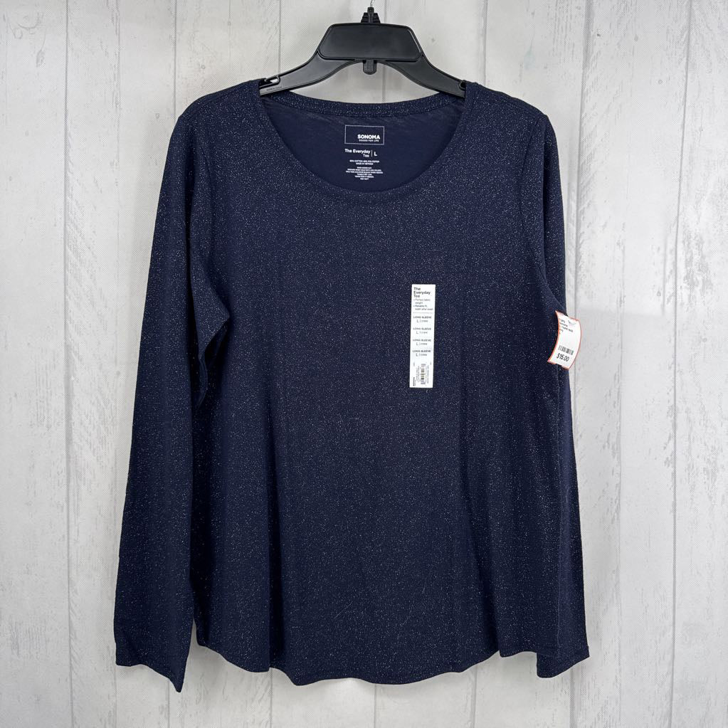 L round neck shimmer l/s tee