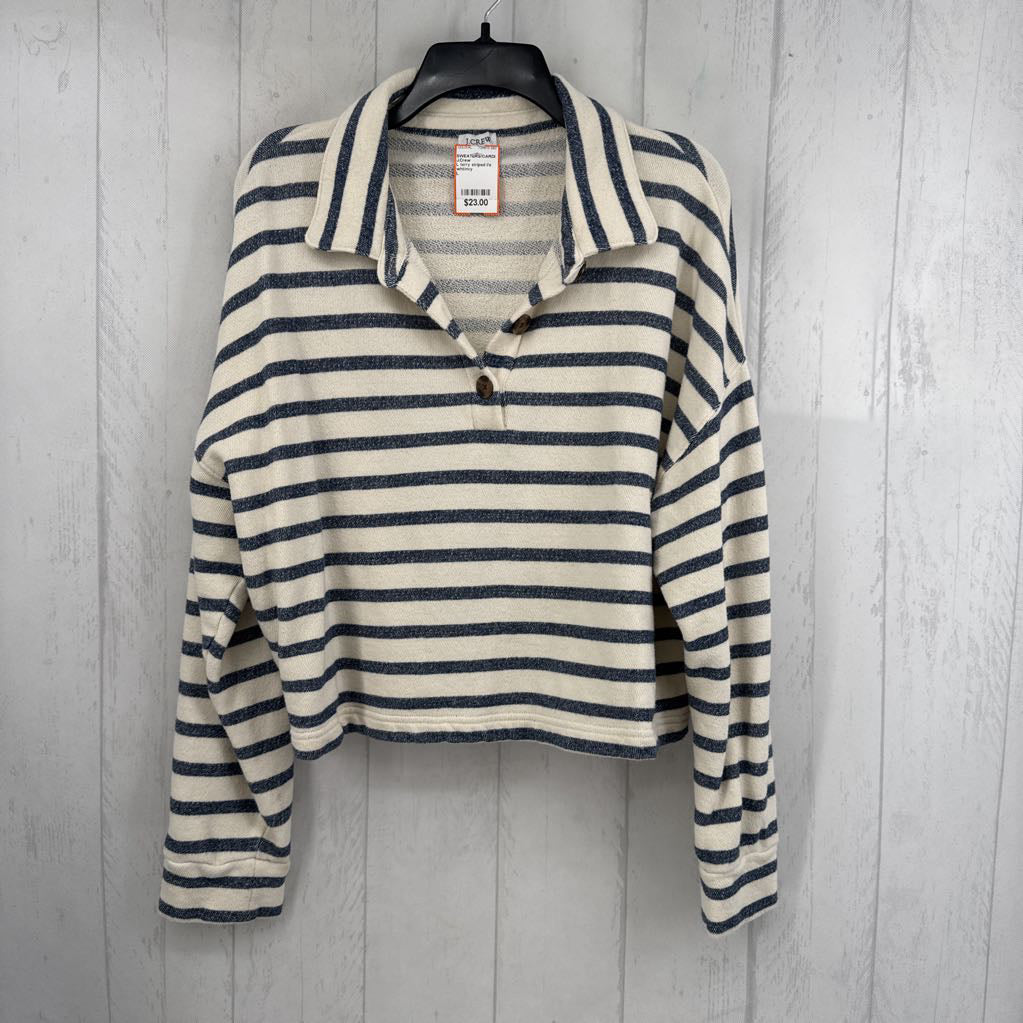 L terry striped l/s pullover