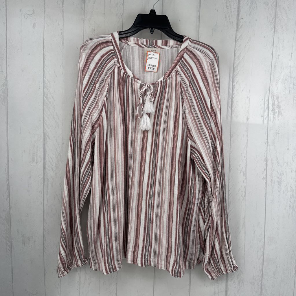 XL striped tassel tie l/s top