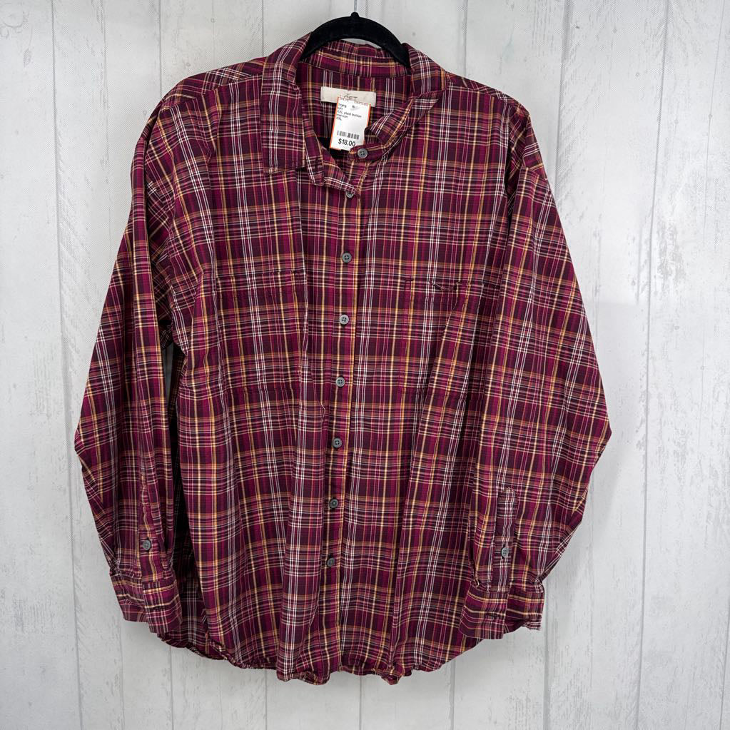 XXL plaid button down l/s top