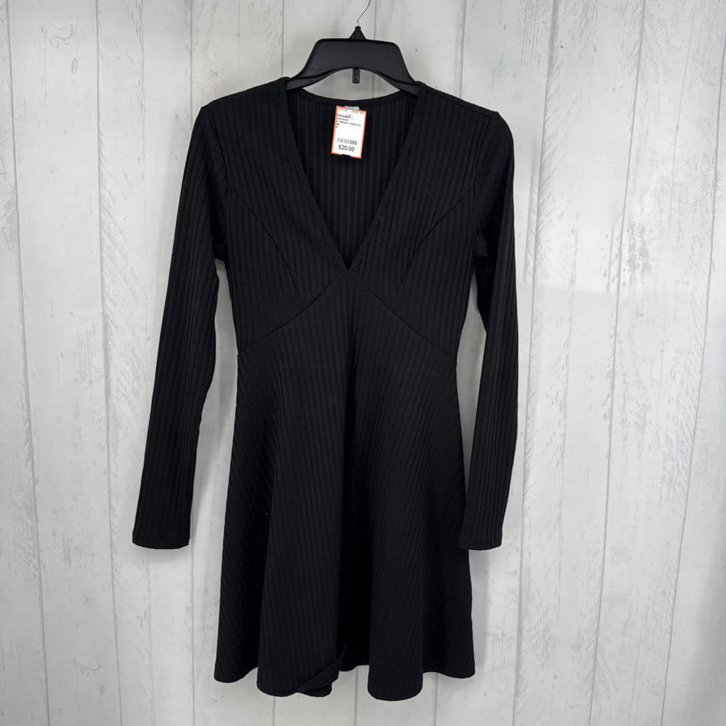S ribbed v-neck l/s dress