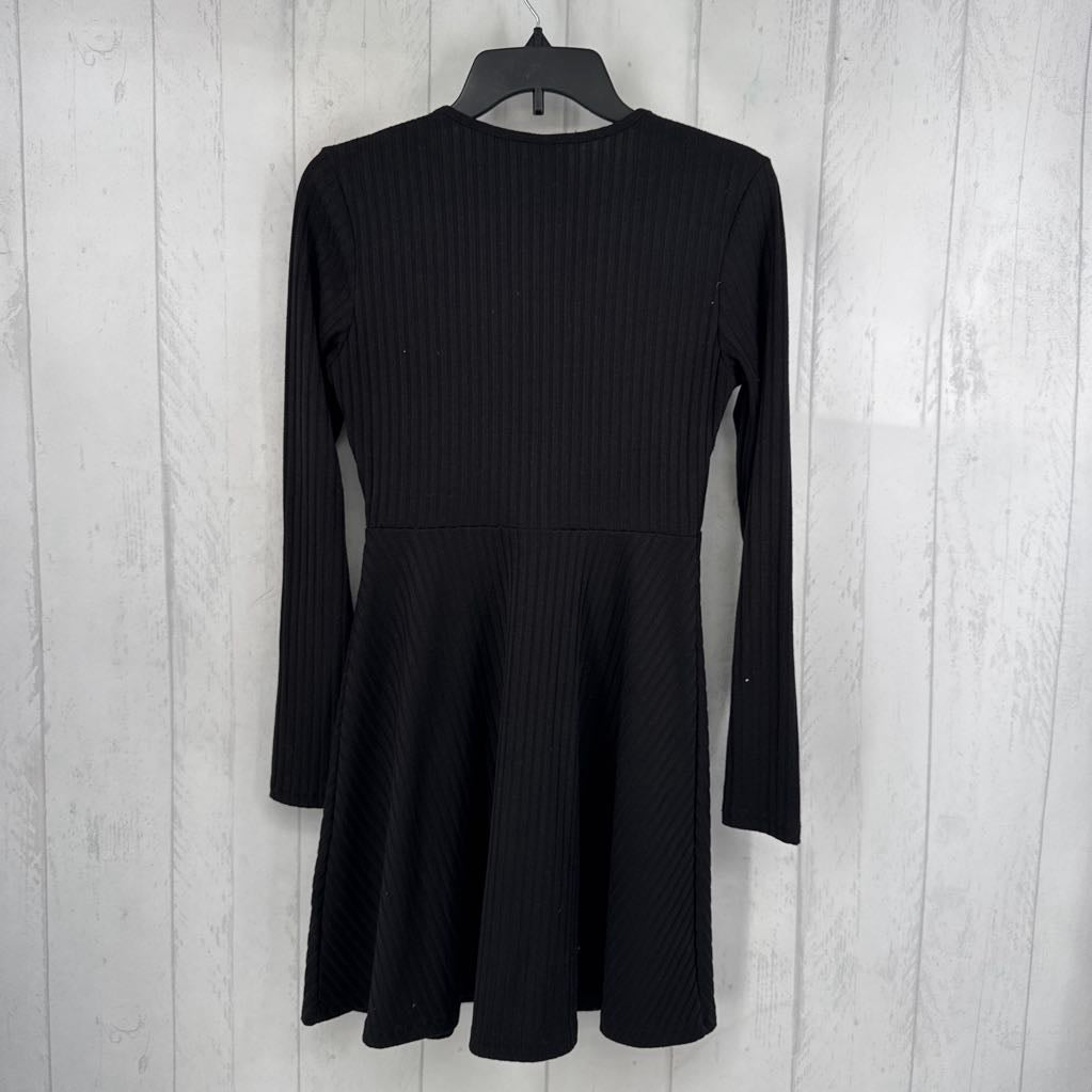 S ribbed v-neck l/s dress