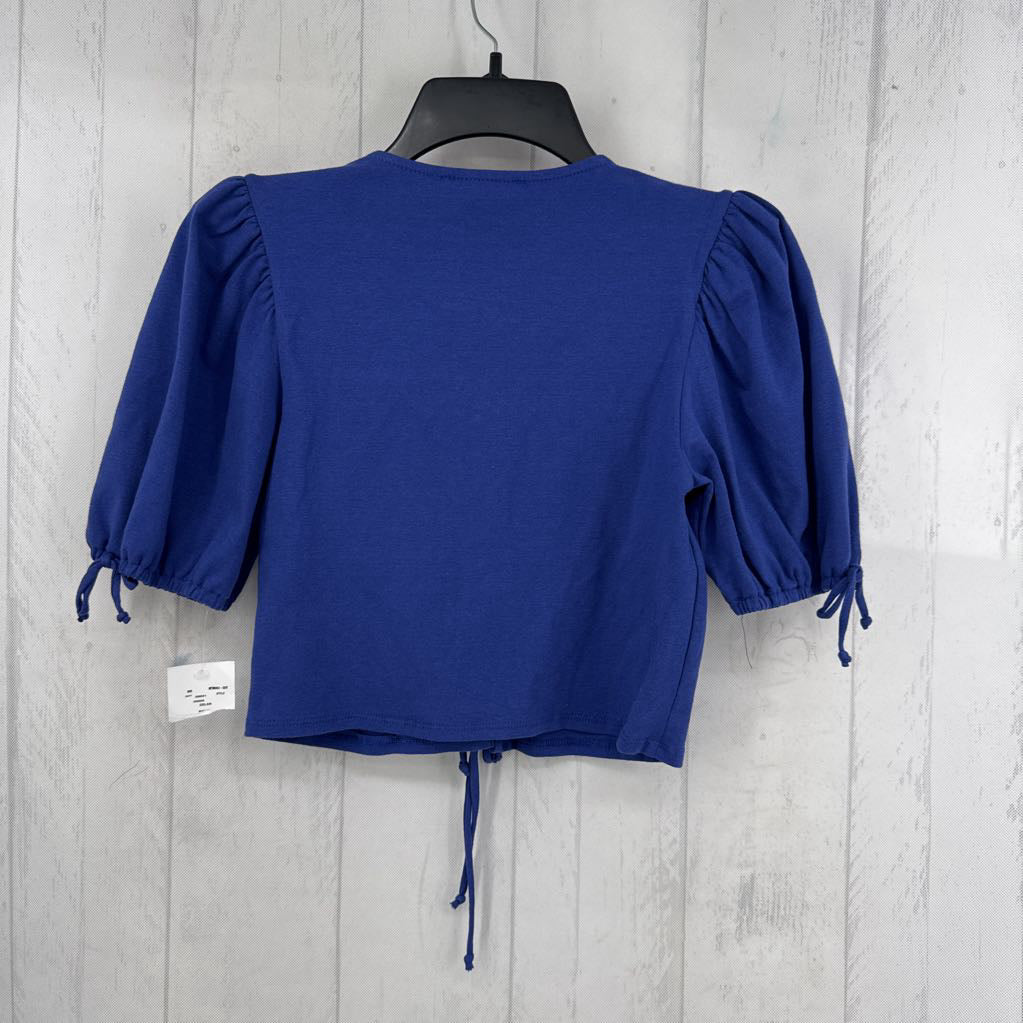 S tie-up front cropped s/s top