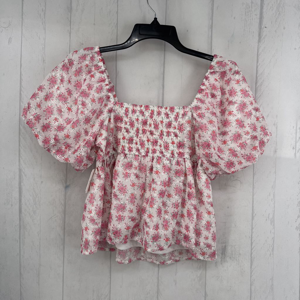 R64 S flo print puff slv top