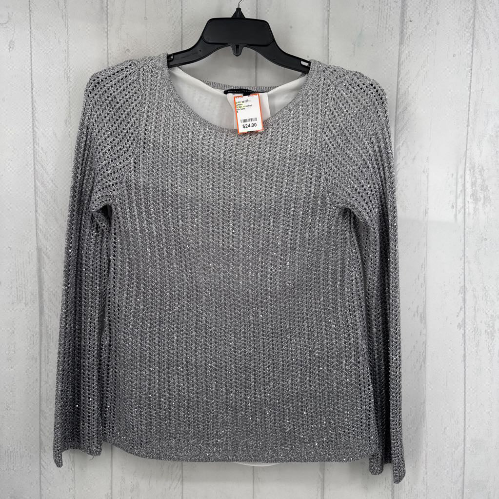 S 2pc crochet sequin embelished lined top