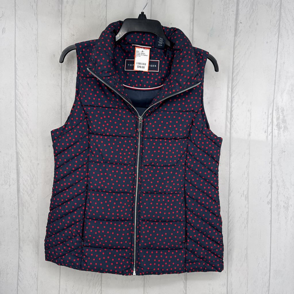 S polka dot quilted puffer vest