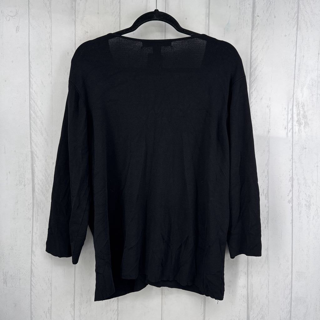 3X rib knit crossover 3/4 slv top