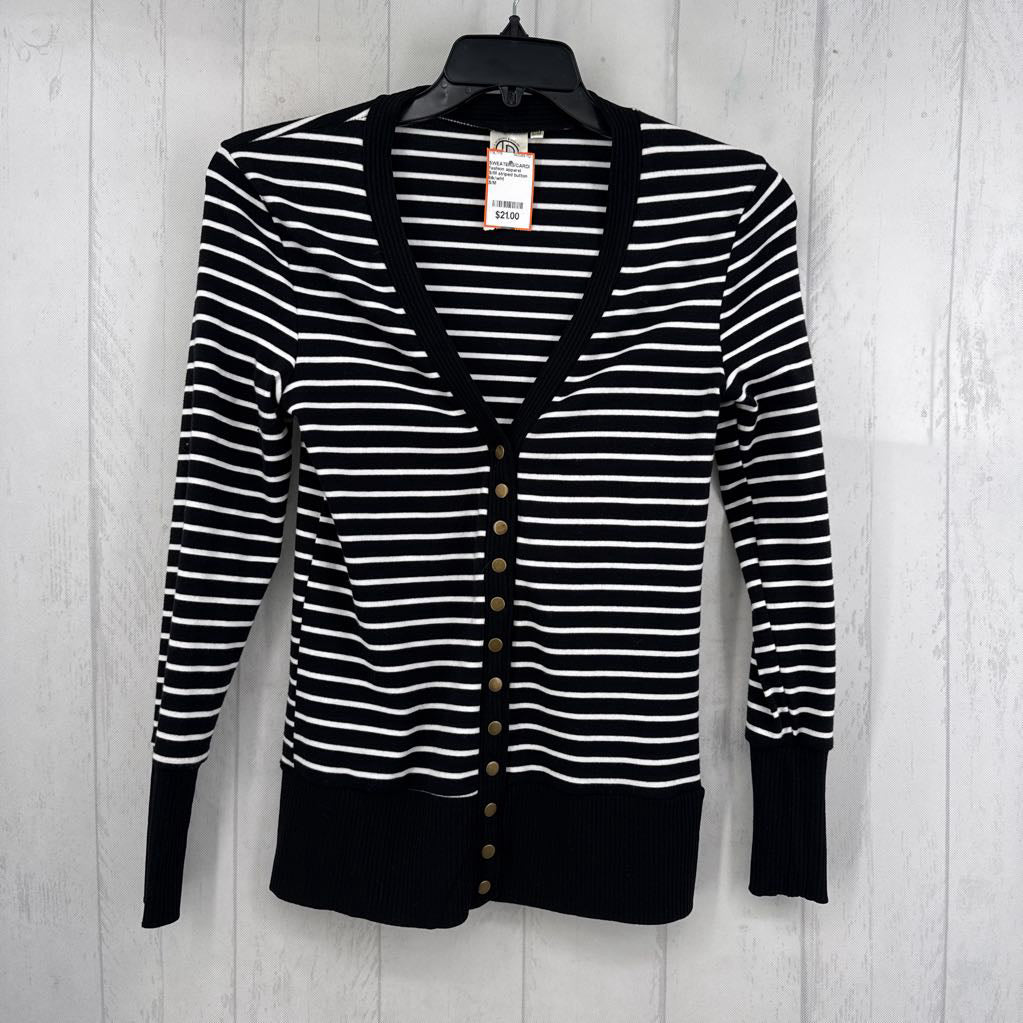 S/M striped button front cardi