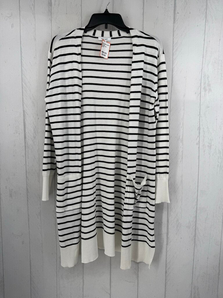 S striped open front cardi