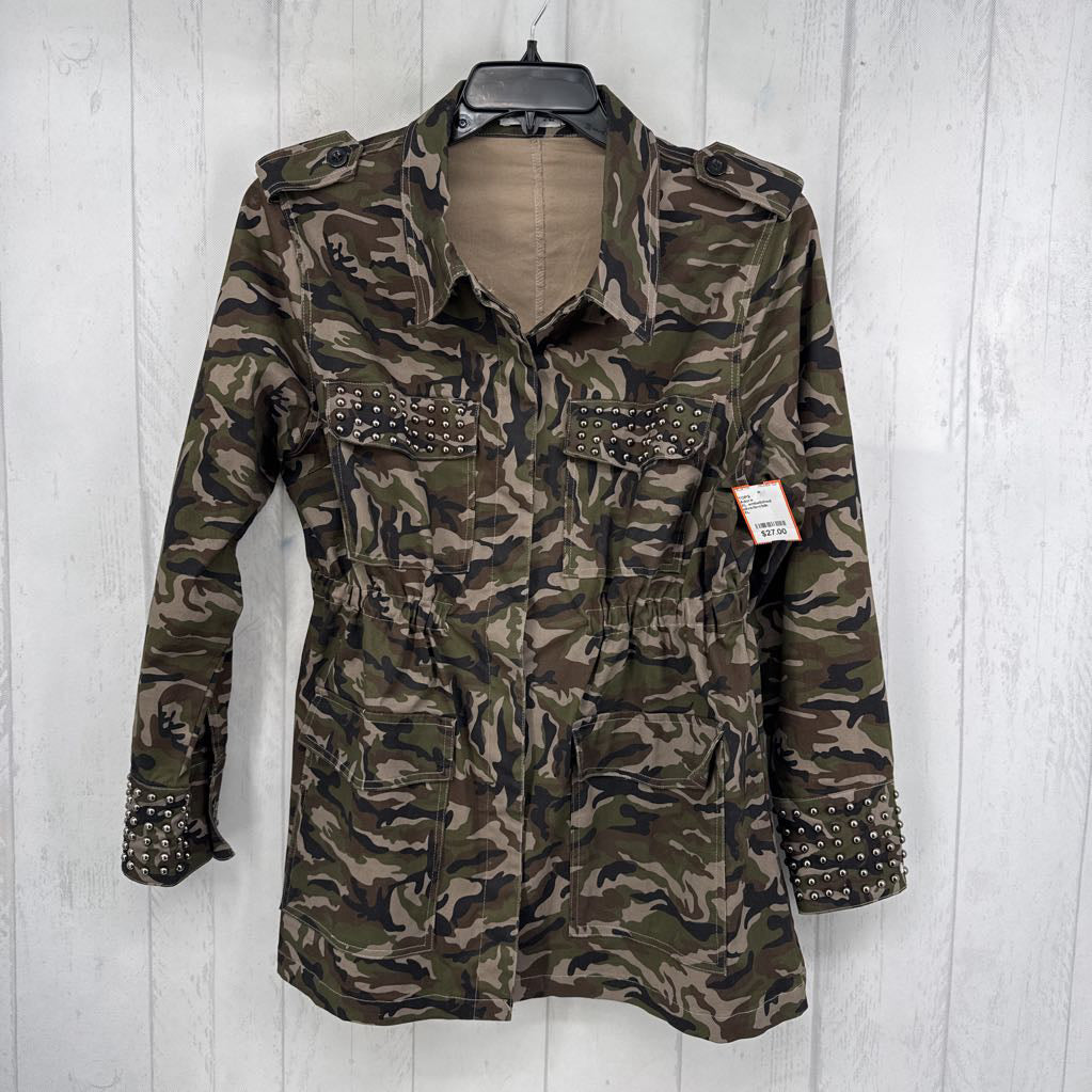 XL embelished camo print shacket