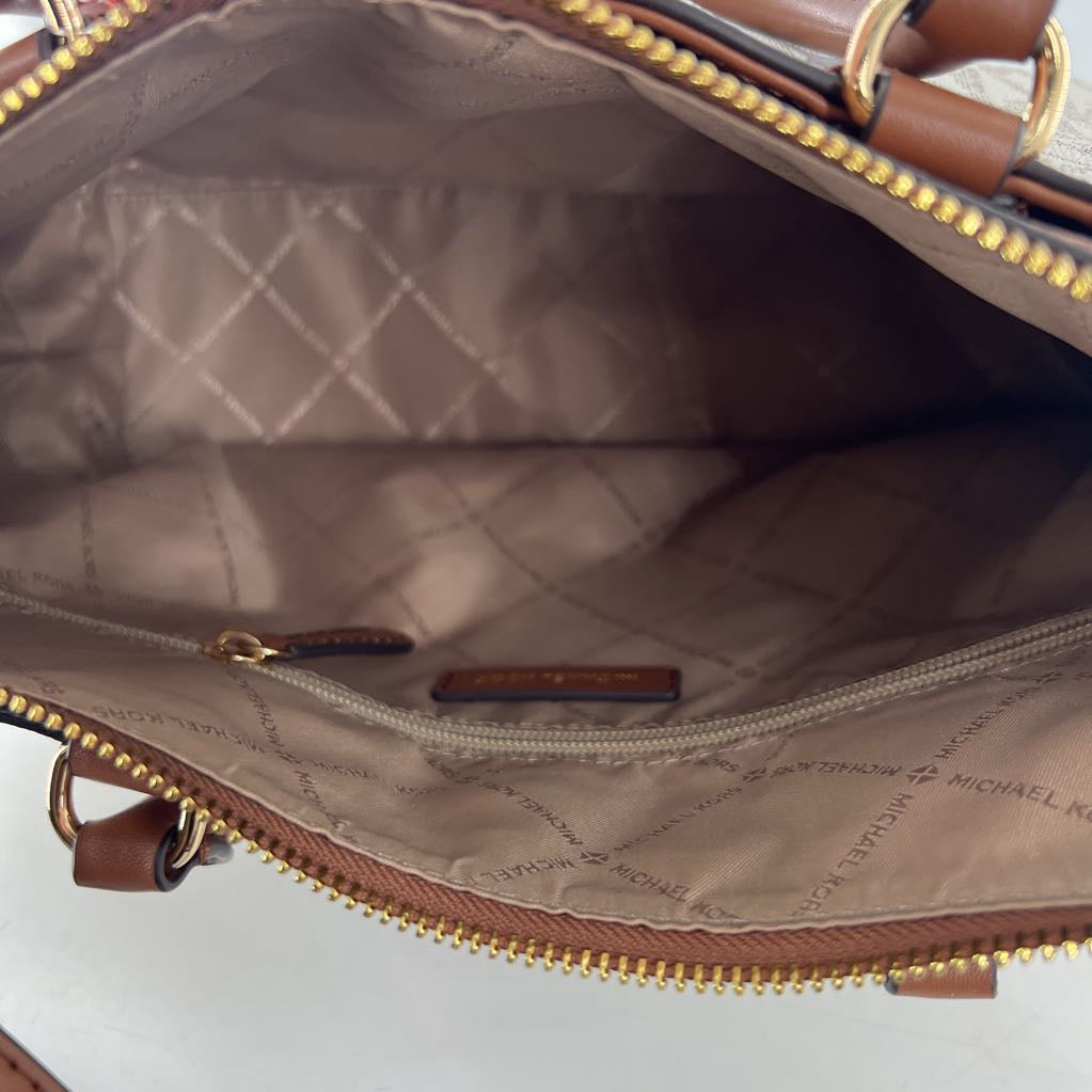 dual handle monogram satchel