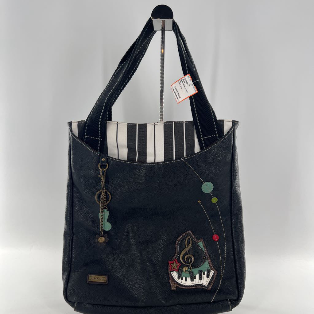 whimsical grand piano w/ treble clef tote bag