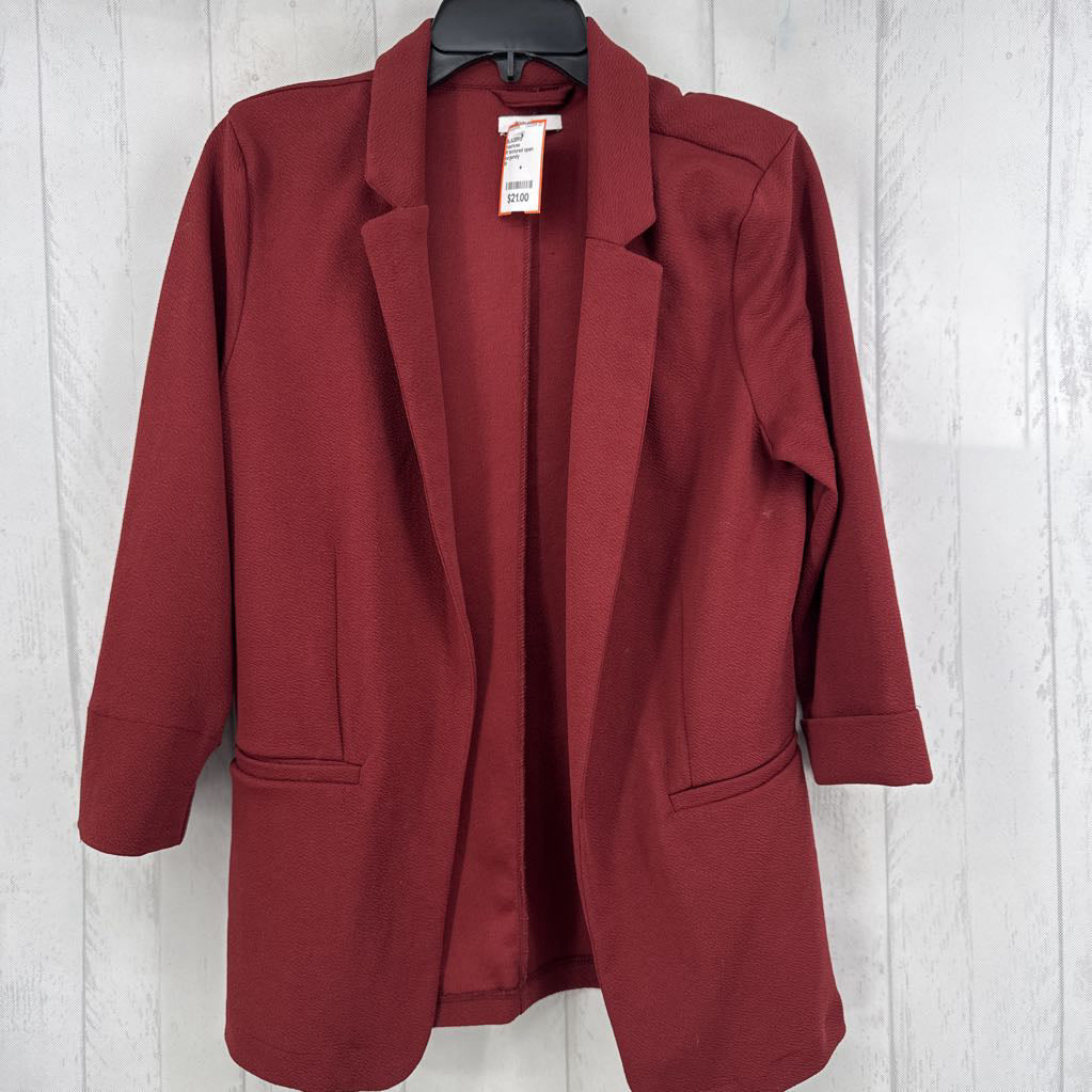 M textured open front 3/4 slv blazer
