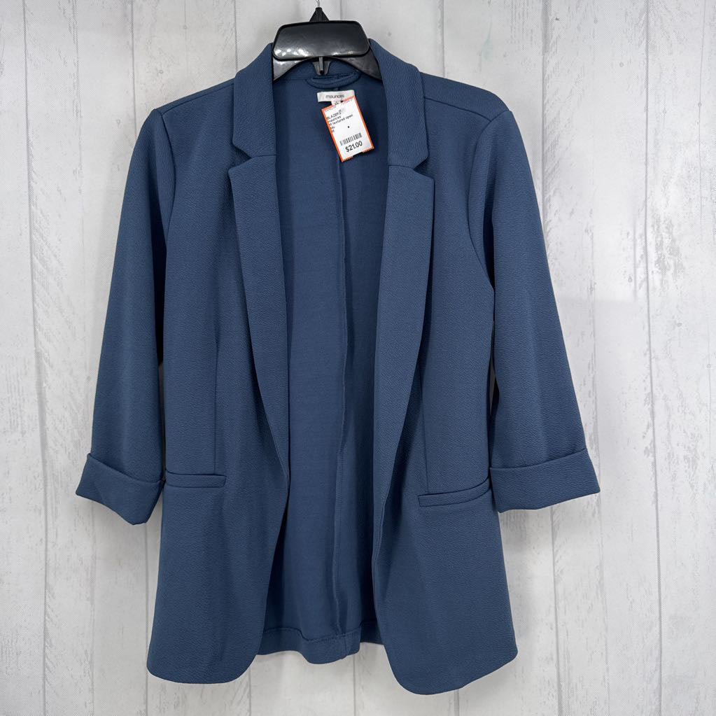 M textured open front 3/4 slv blazer