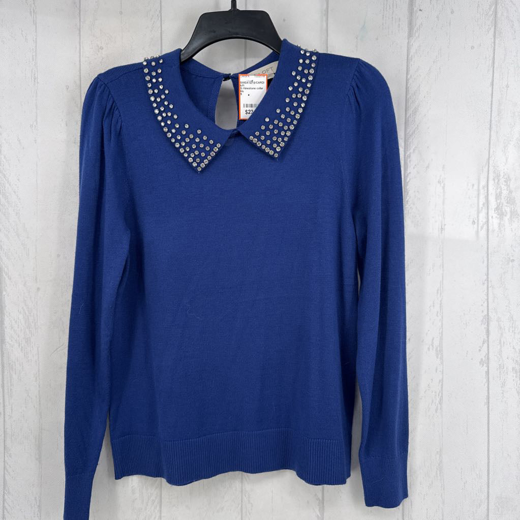 S rhinestone collar sweater