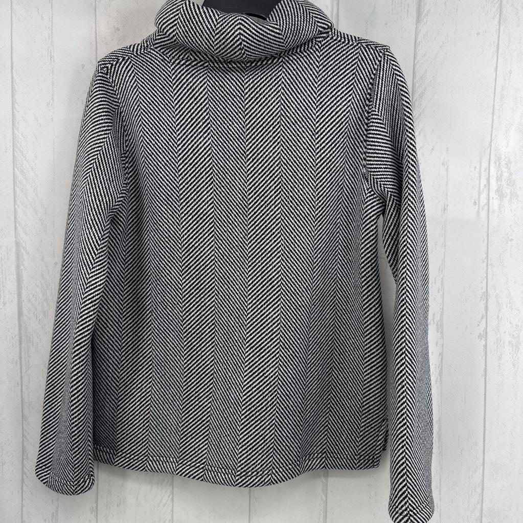 M herringbone print cowl neck sweater