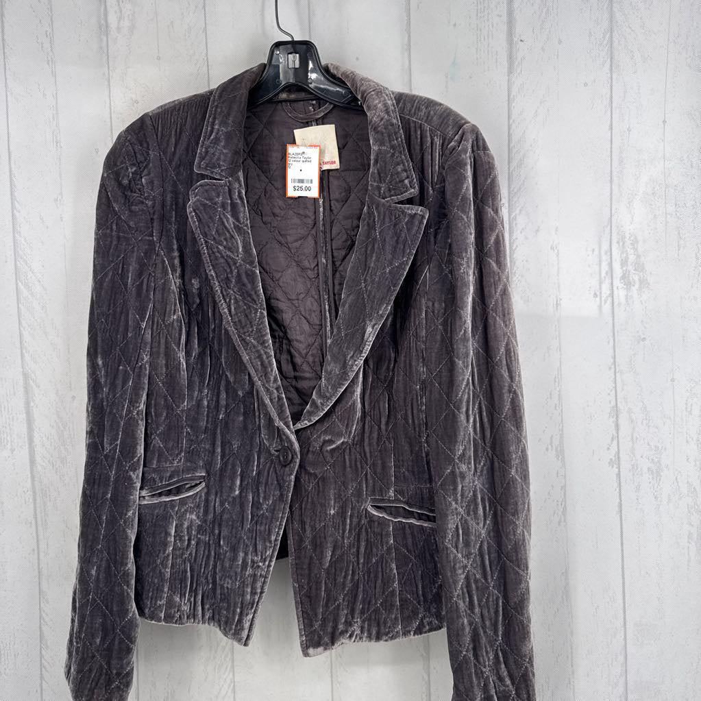 12 velour quilted blazer