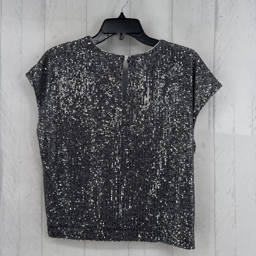 M sequin gathered front cap slv top