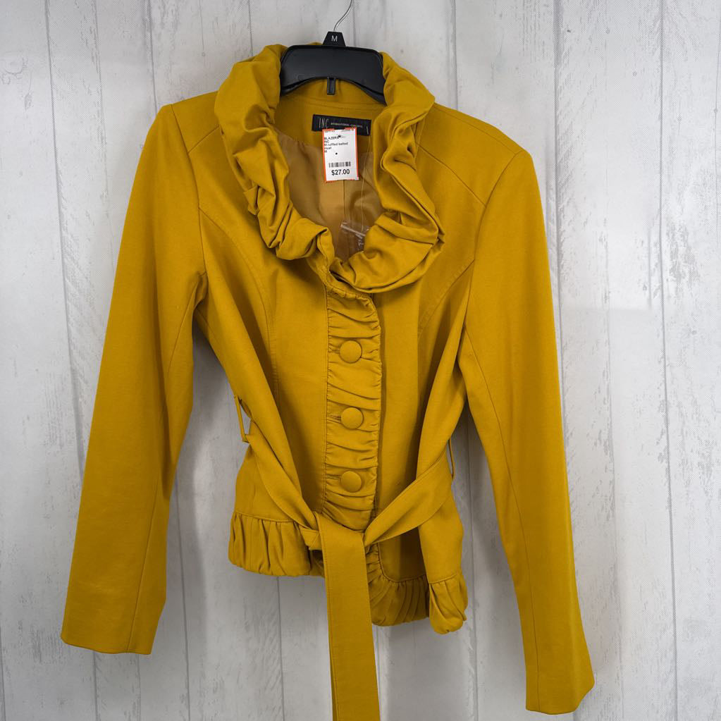 M ruffled belted blazer