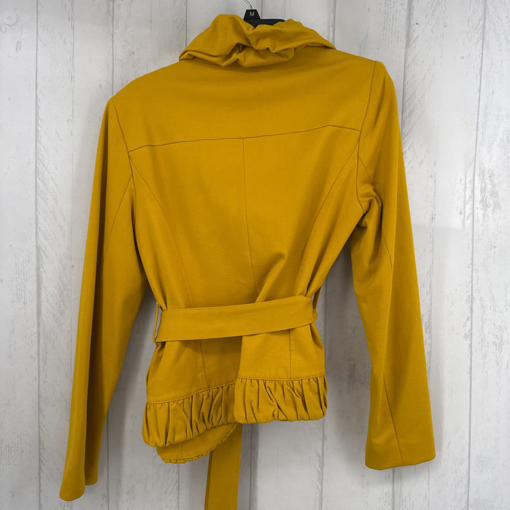 M ruffled belted blazer