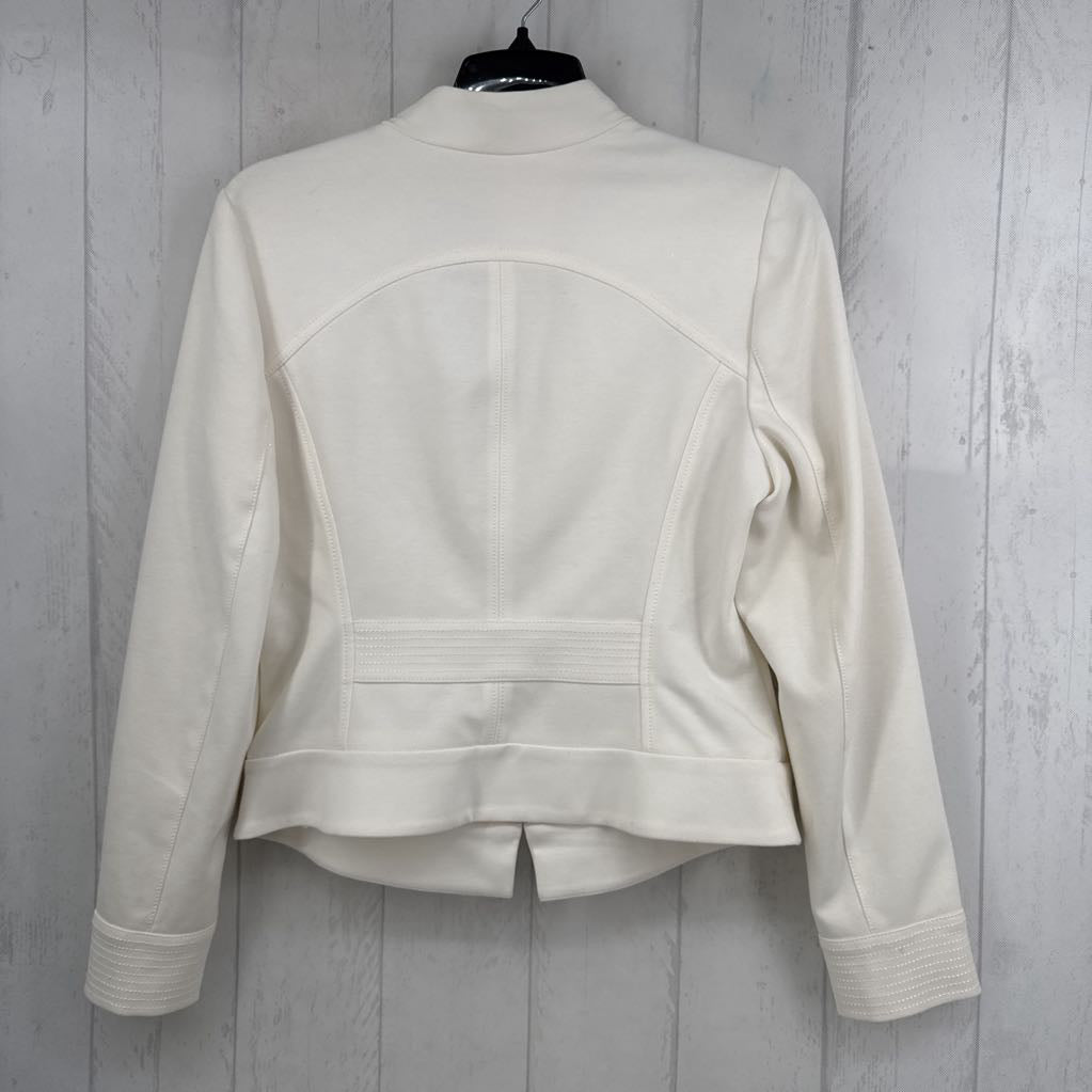 12 ruffled front knit blazer
