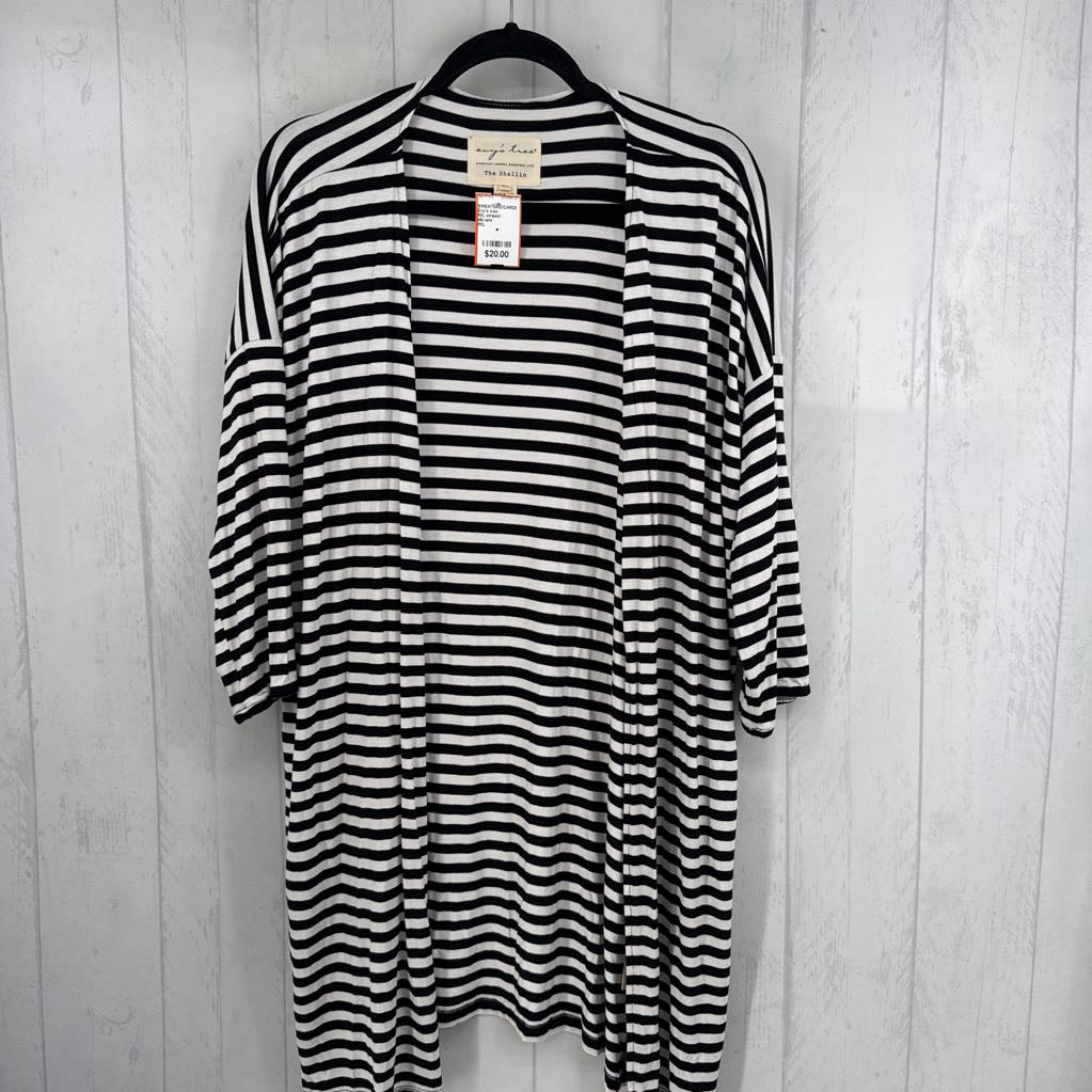 M/L striped lightweight open front cardi