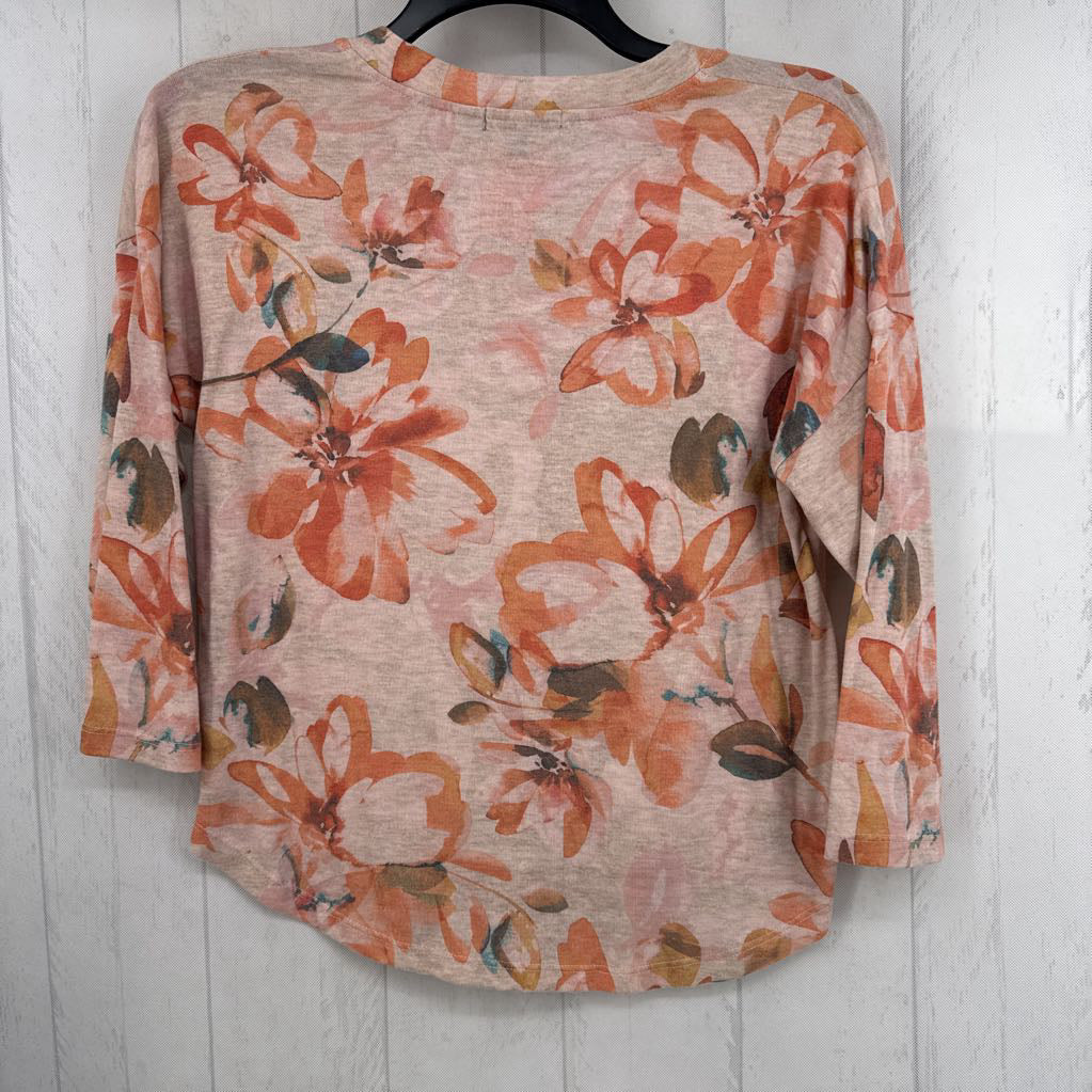 S flo print v-neck l/s top