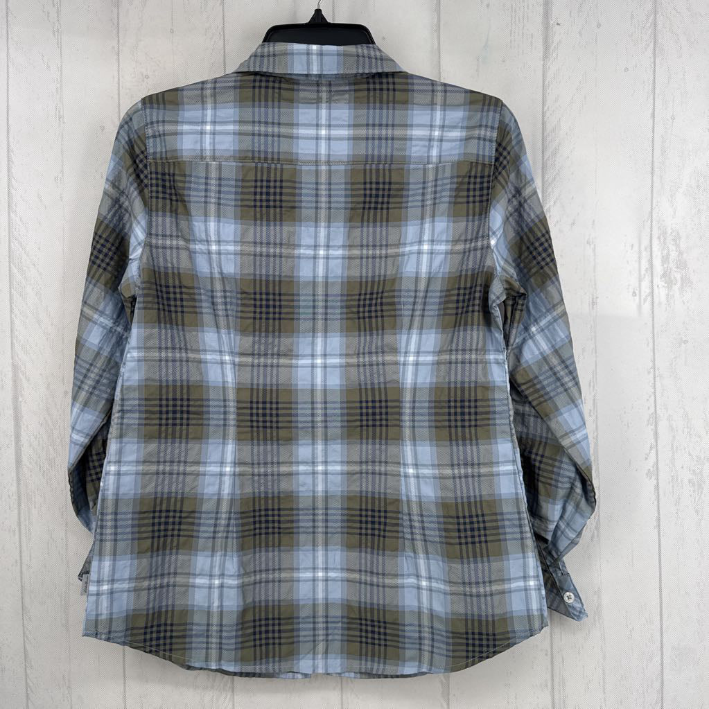 S plaid button down l/s top