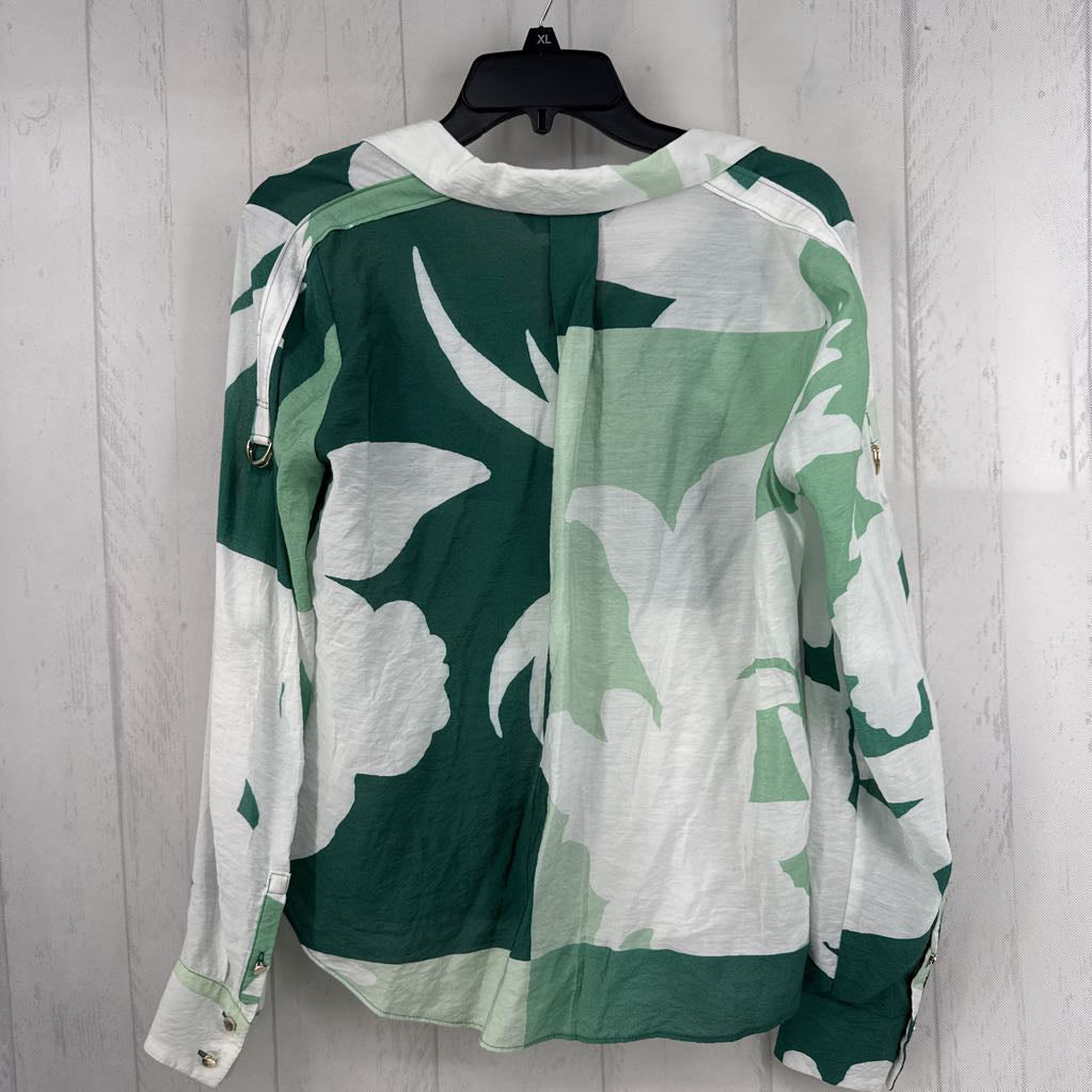 S colorblock button down l/s top