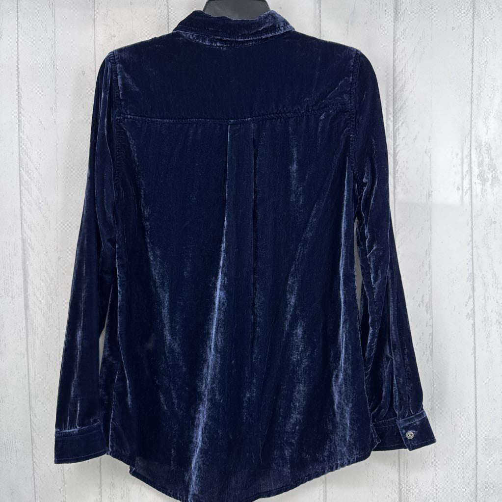 S crushed velvet button down l/s top