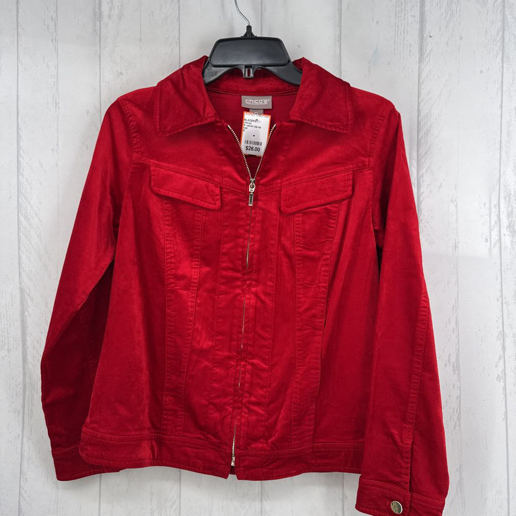 S velvet zip-up jacket