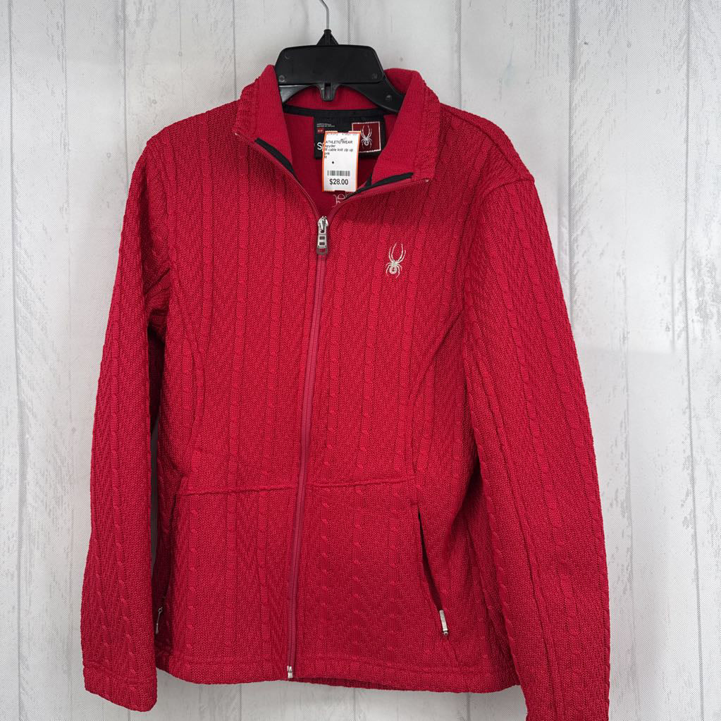 M cable knit zip up jacket
