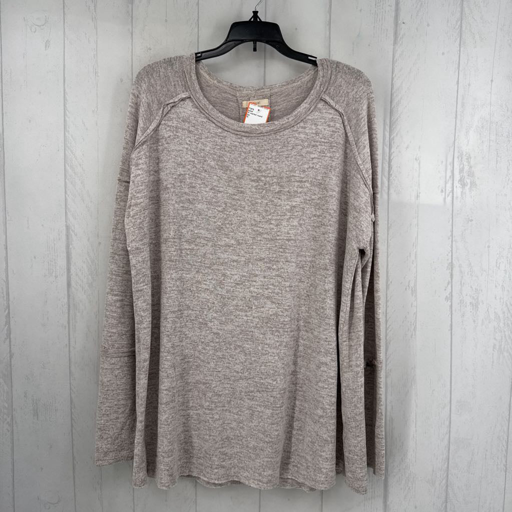 1X marled round neck l/s top