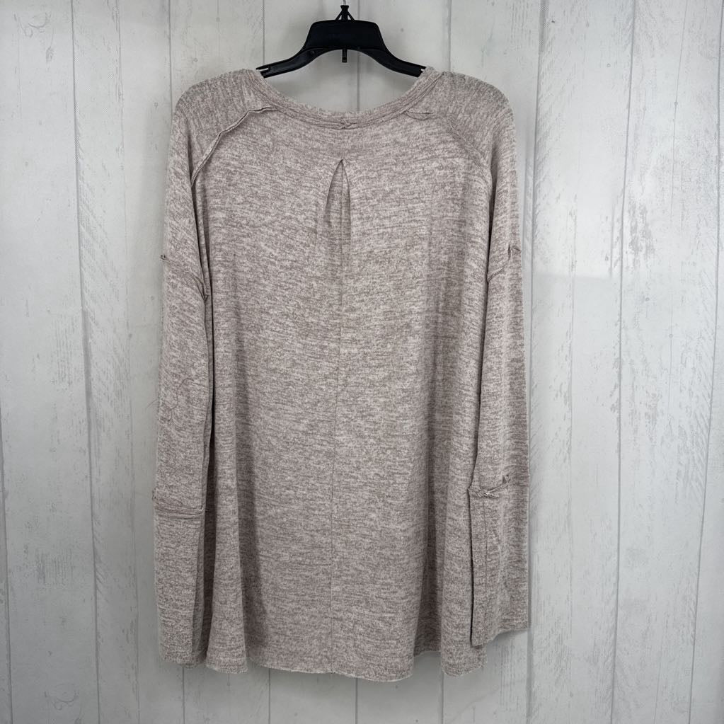 1X marled round neck l/s top