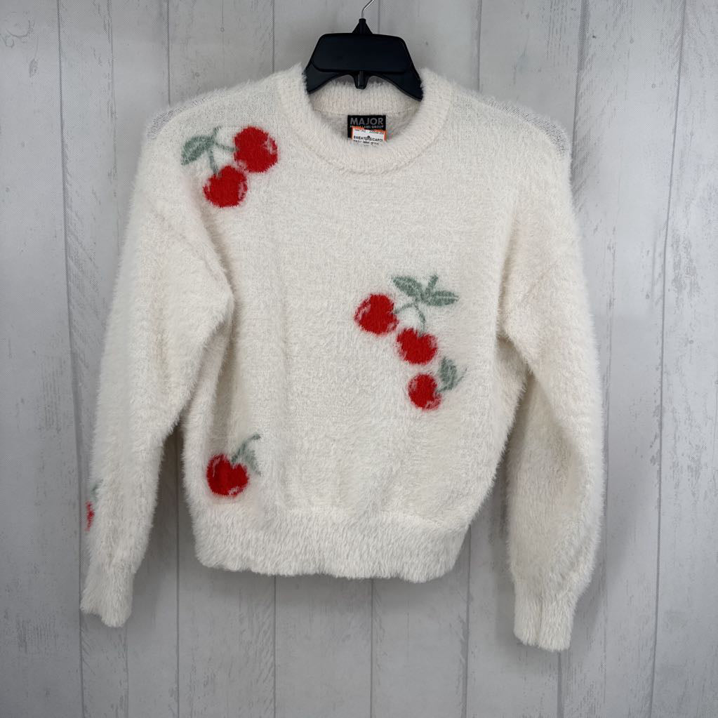 M l/s cherry fuzzy sweater